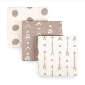 NWOT Tadpoles Neutral Printed Cotton Muslin Receiving/Swaddle Blankets—Set of 3